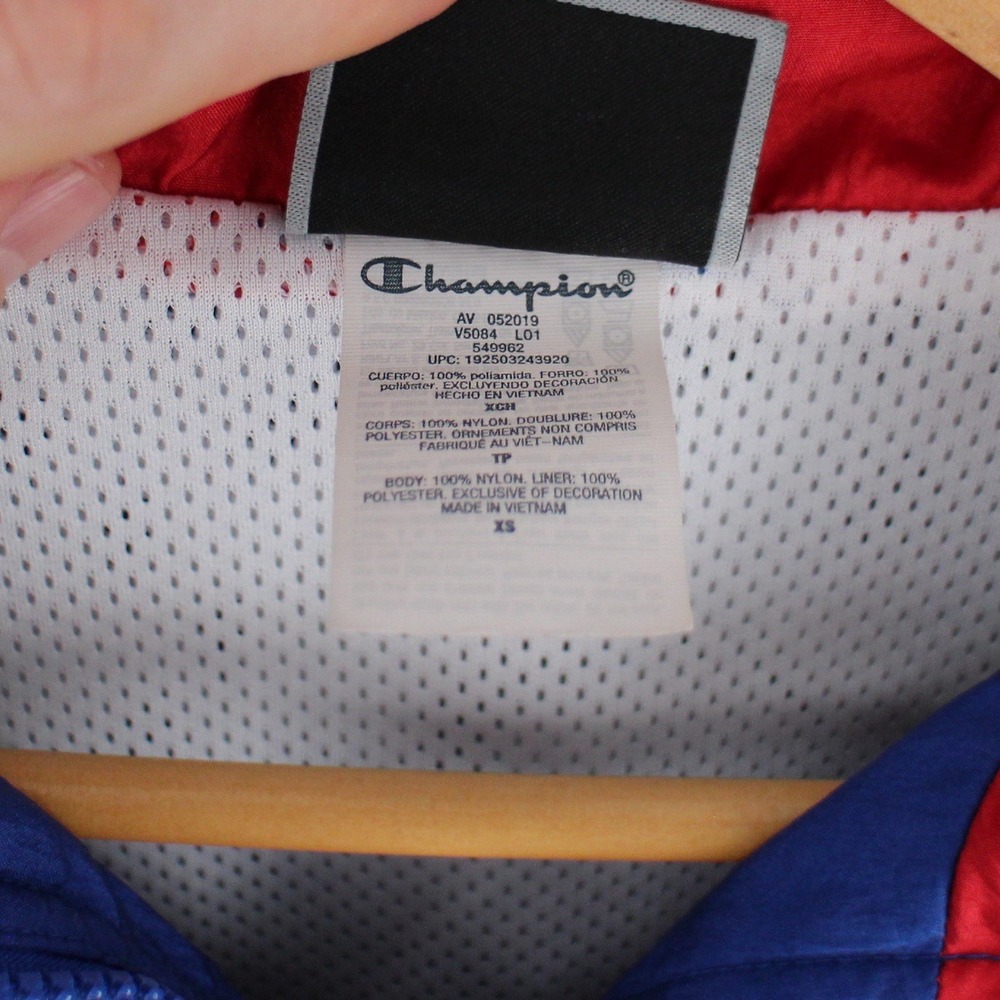 Champion Windbreaker Jacket Red White Blue Colorblock Full Zip XS USA Olympics - Picture 5 of 5